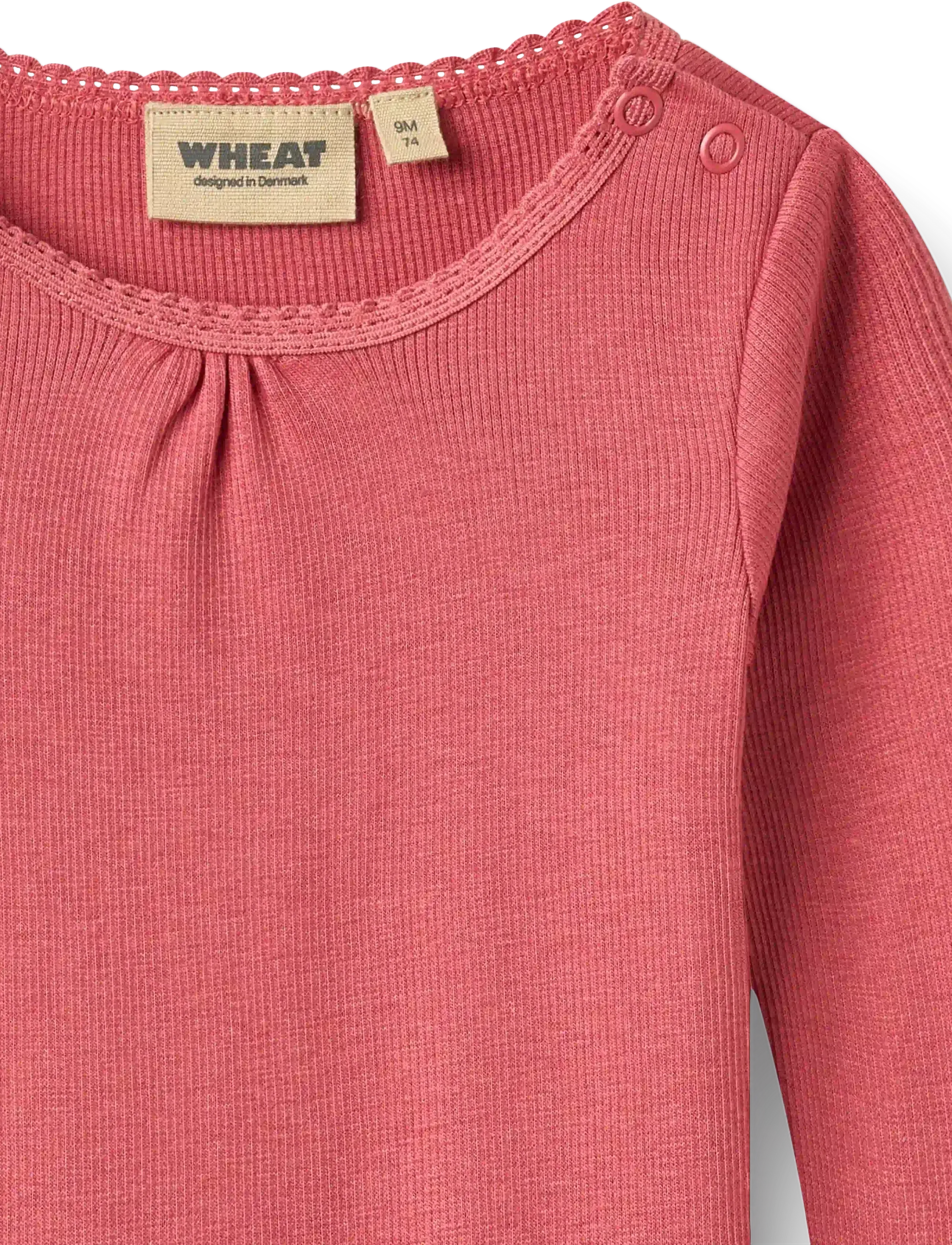 Wheat - Rib Body L/S Lotta - pikkade varrukatega bodid - raspberry - 2