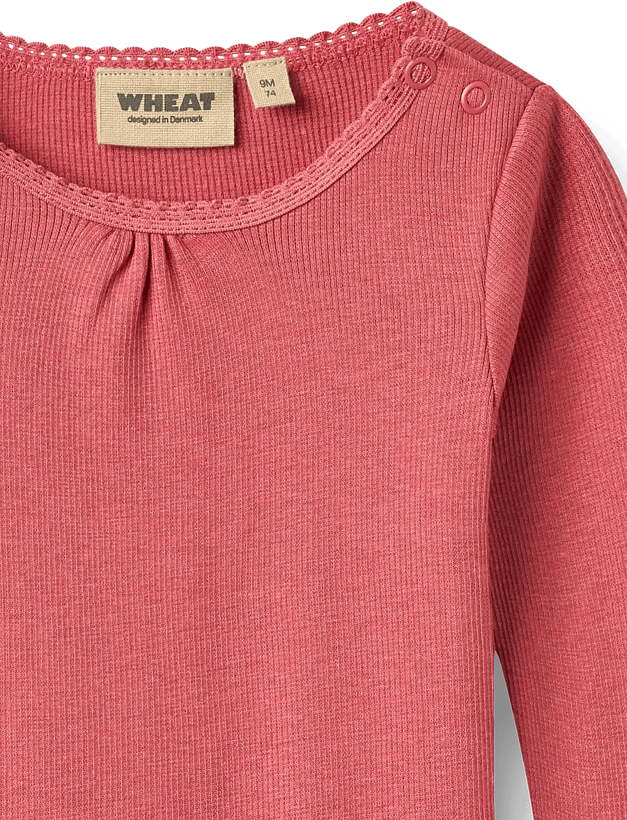 Wheat - Rib Body L/S Lotta - pikkade varrukatega bodid - raspberry - 2