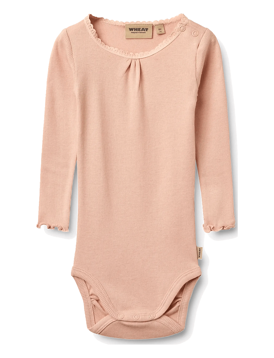 Wheat - Rib Body L/S Lotta - pikkade varrukatega bodid - rose cloud - 0