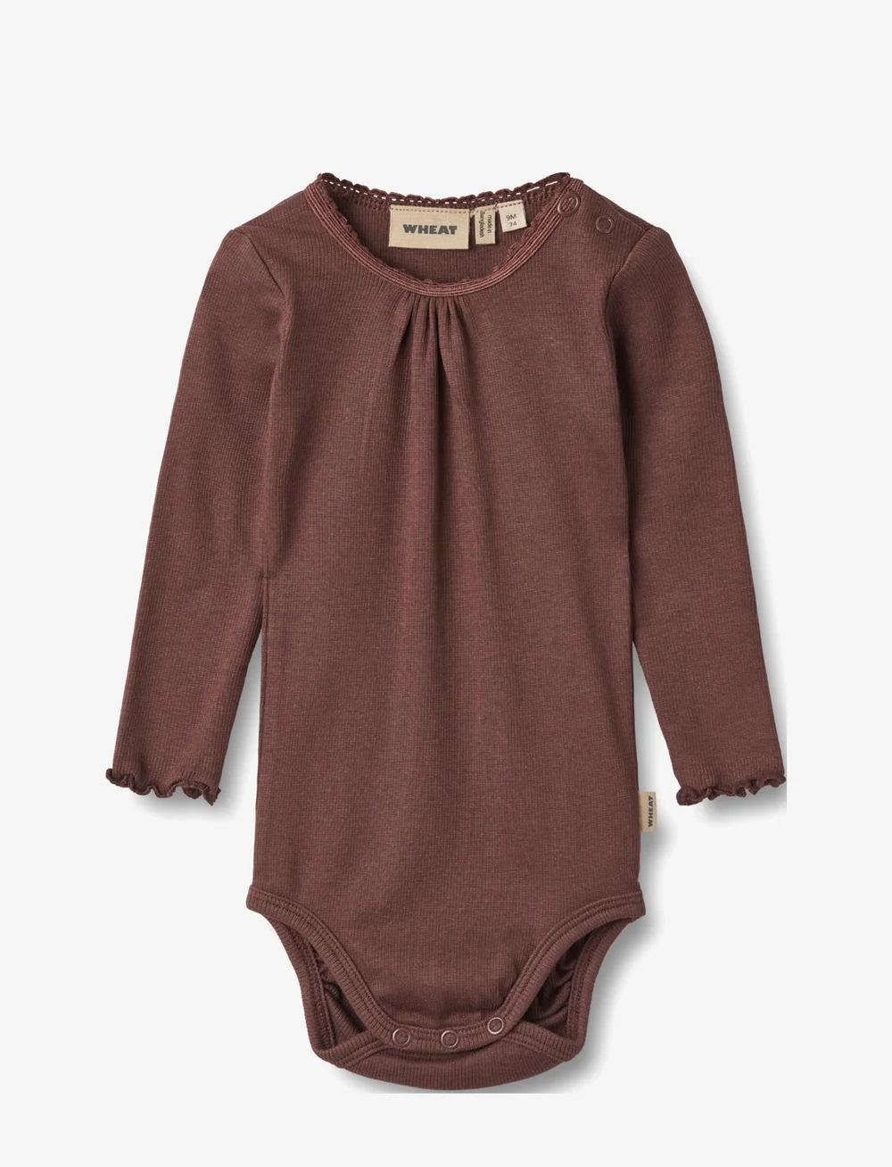 Wheat - Rib Body L/S Lotta - pikkade varrukatega bodid - eggplant - 0