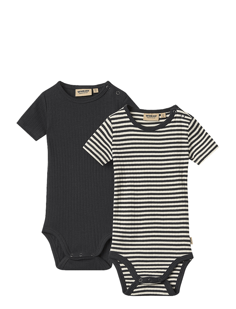 Wheat - 2 Rib Body S/S Timo - bodide mitmikpakk - navy rib stripe - 0