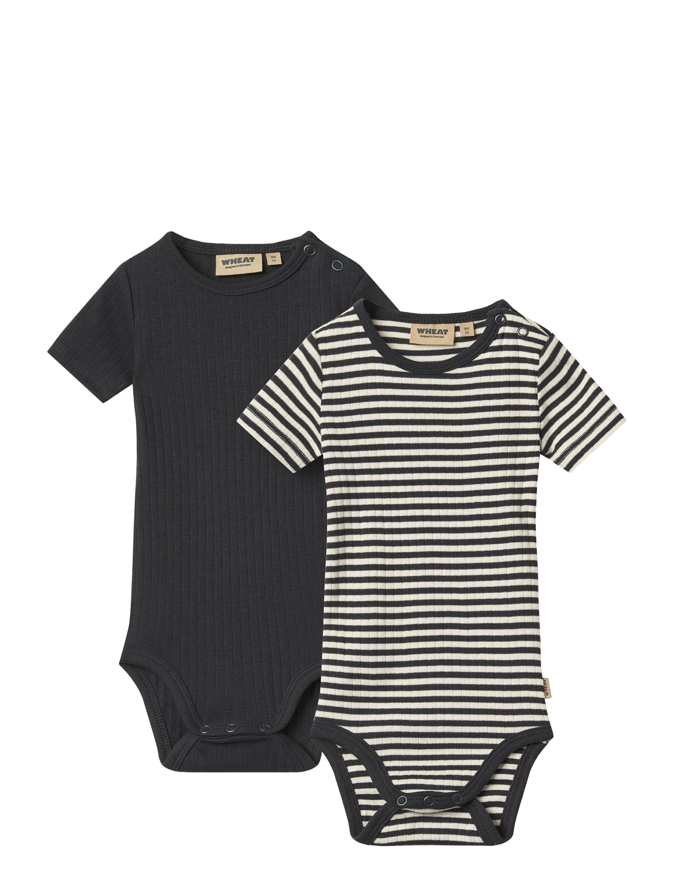 Wheat 2 Rib Body S/S Timo - Multipack bodies - NAVY RIB STRIPE / black