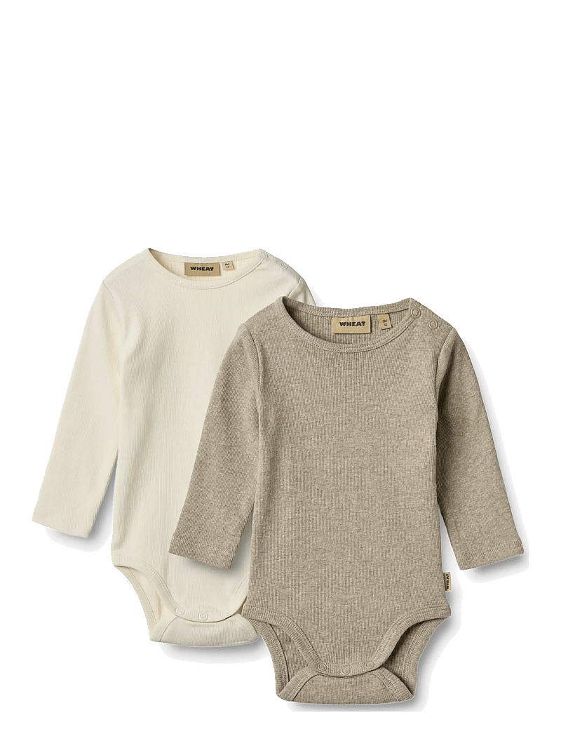 Wheat - 2 Rib Body L/S Spencer - bodide mitmikpakk - gravel melange - 0