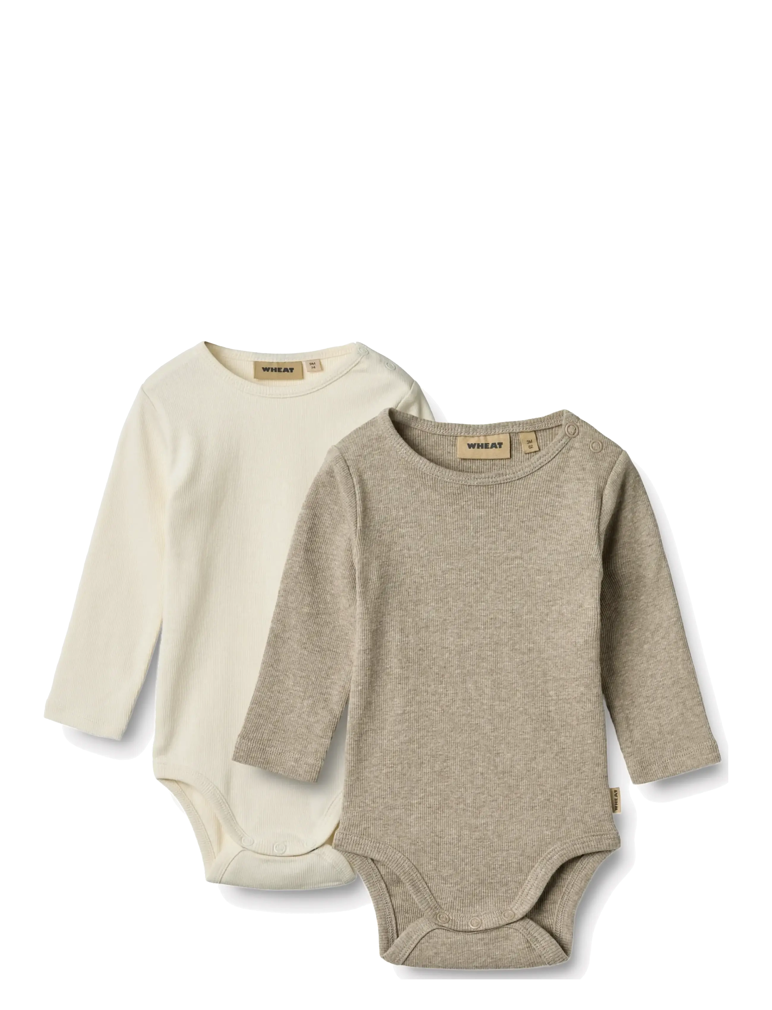 Wheat 2 Rib Body L/S Spencer - Multipack bodies - GRAVEL MELANGE / cream