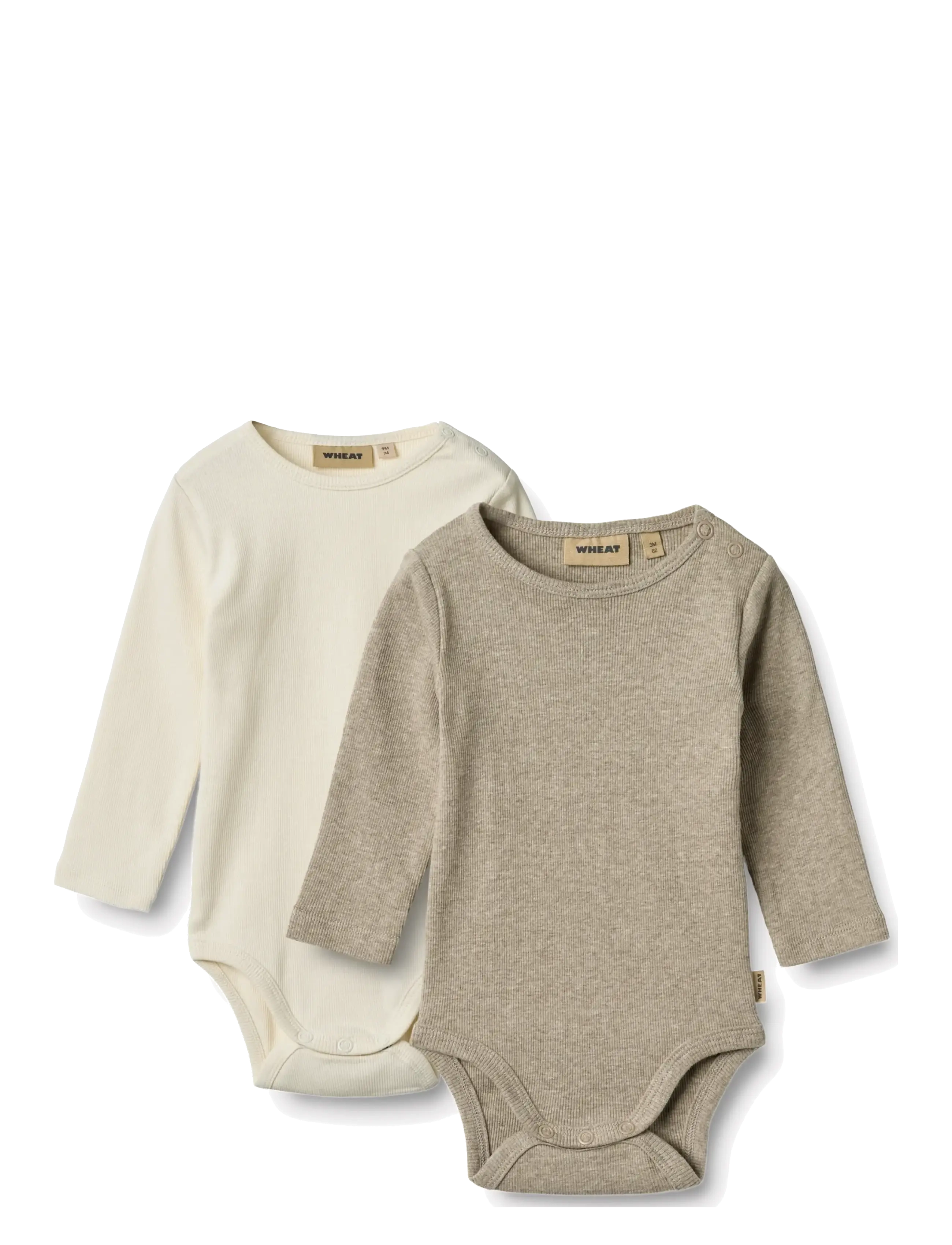 Wheat - 2 Rib Body L/S Spencer - bodyer i multipack - gravel melange - 1