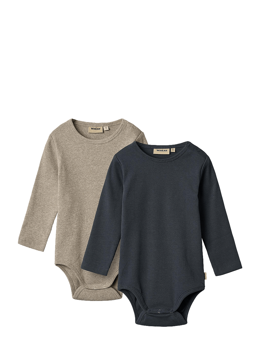 Wheat - 2 Rib Body L/S Spencer - multipack bodys - navy - 0