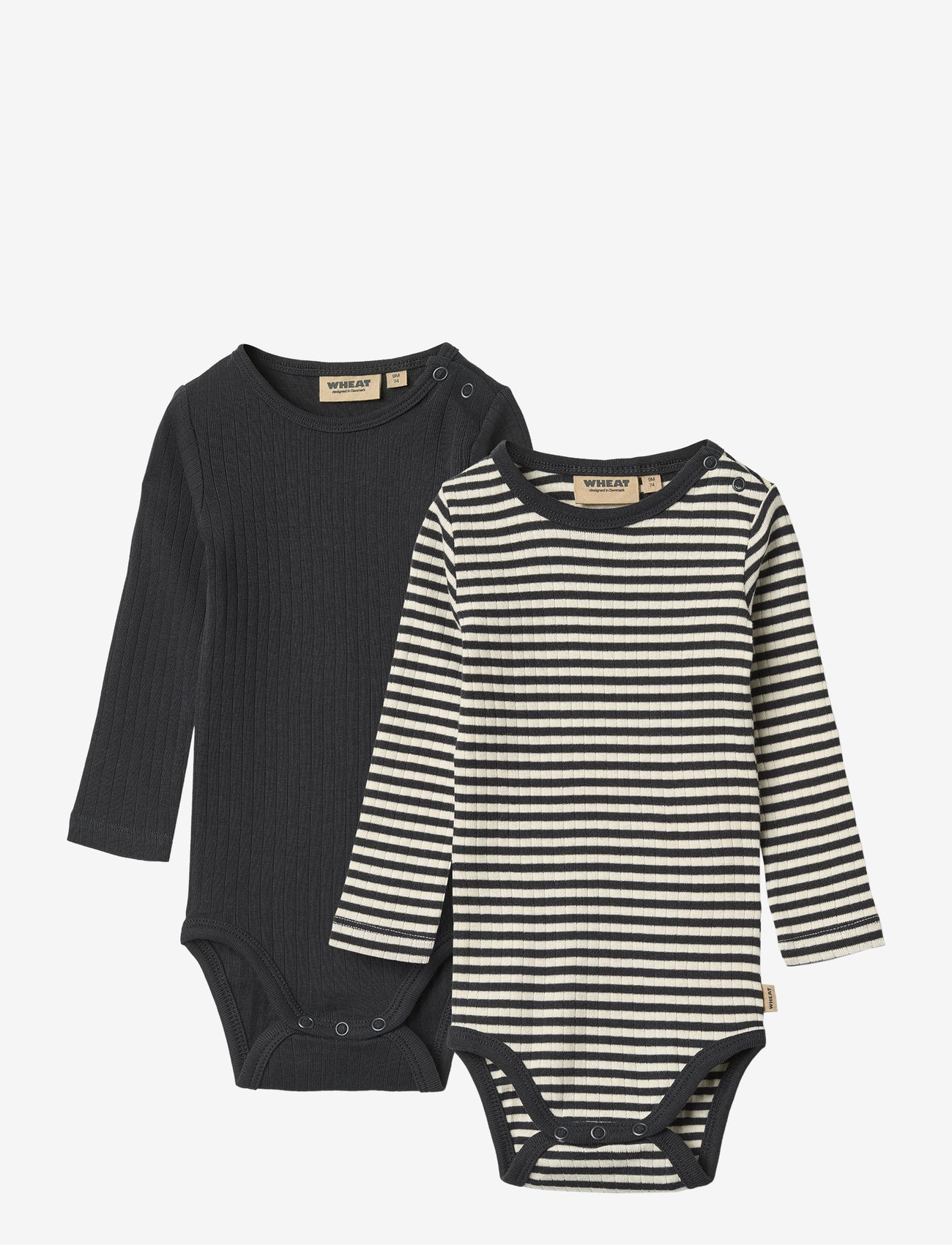 Wheat - 2 Rib Body L/S Spencer - multipack bodies - navy rib stripe - 0