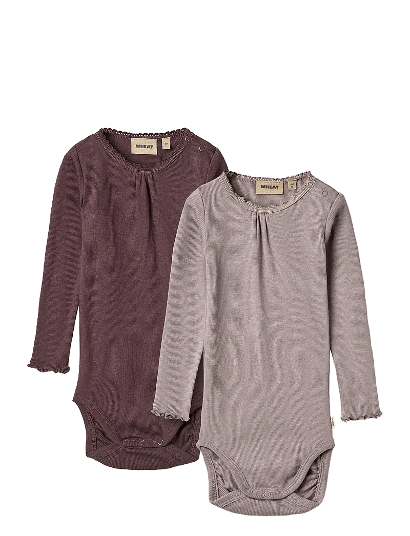 Wheat - 2 Rib Body L/S Lotta - pikkade varrukatega bodid - purple fudge - 0