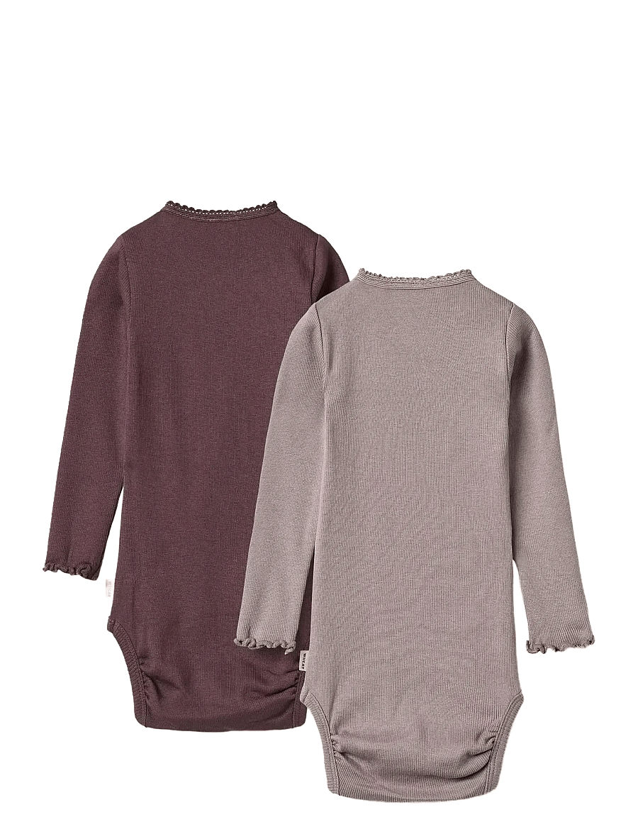 Wheat - 2 Rib Body L/S Lotta - långärmade bodies - purple fudge - 1