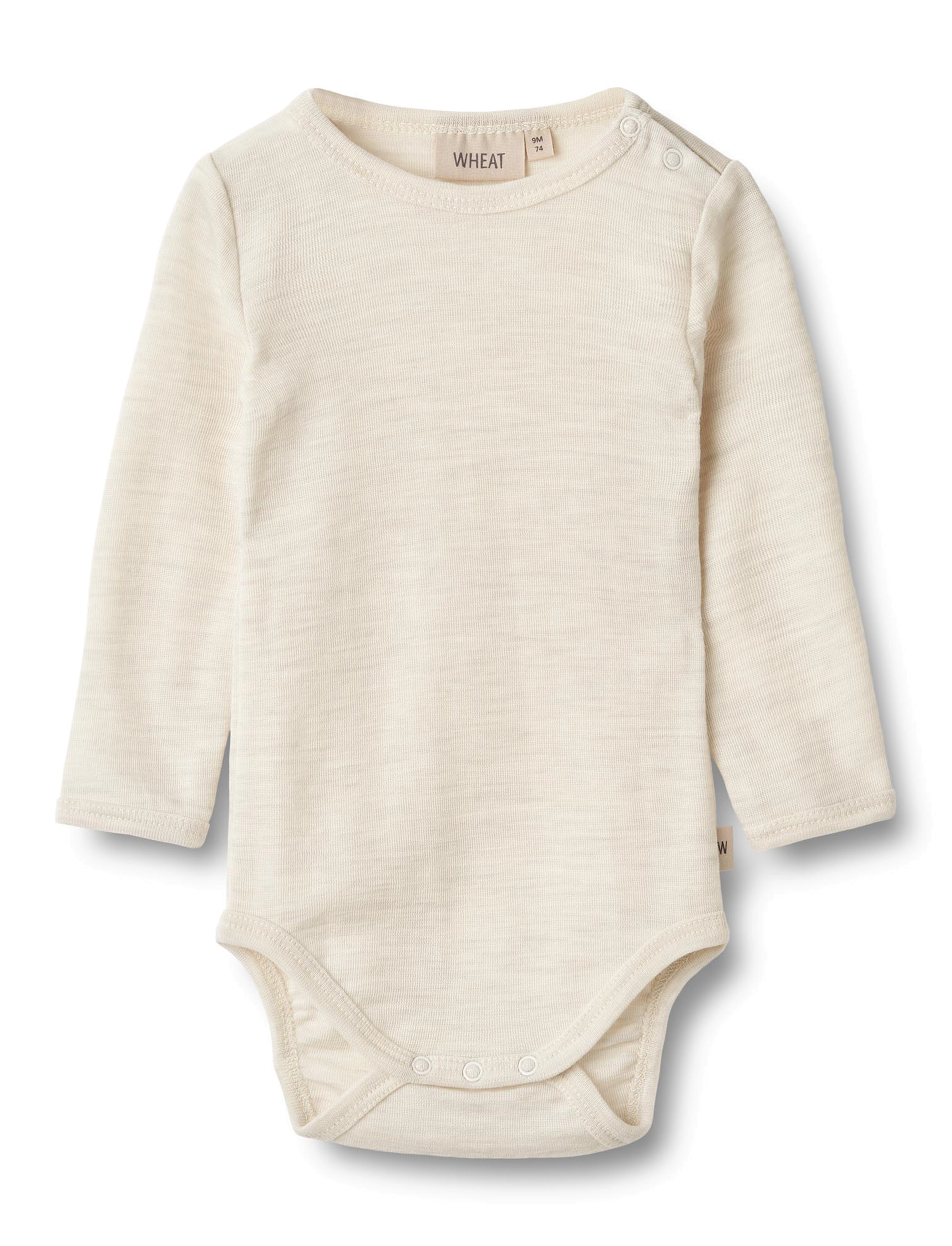 Wheat Wool Body L/S Lucca - Bodies - EGGSHELL MELANGE / white