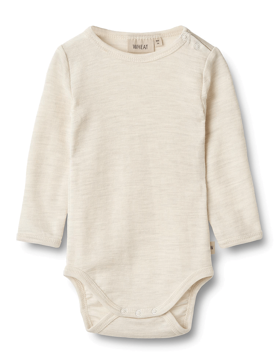 Wheat - Wool Body L/S Lucca - langärmelige bodys - eggshell melange - 0