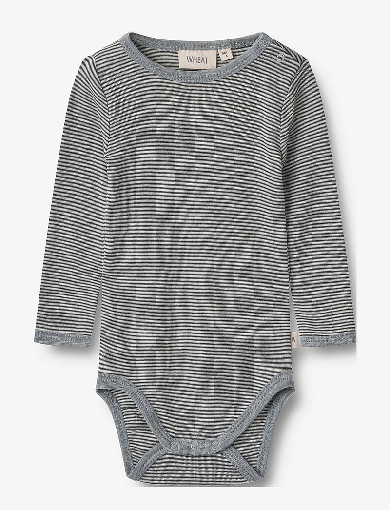 Wheat - Wool Body L/S Lucca - gemusterte langärmelige bodys - navy stripe - 0