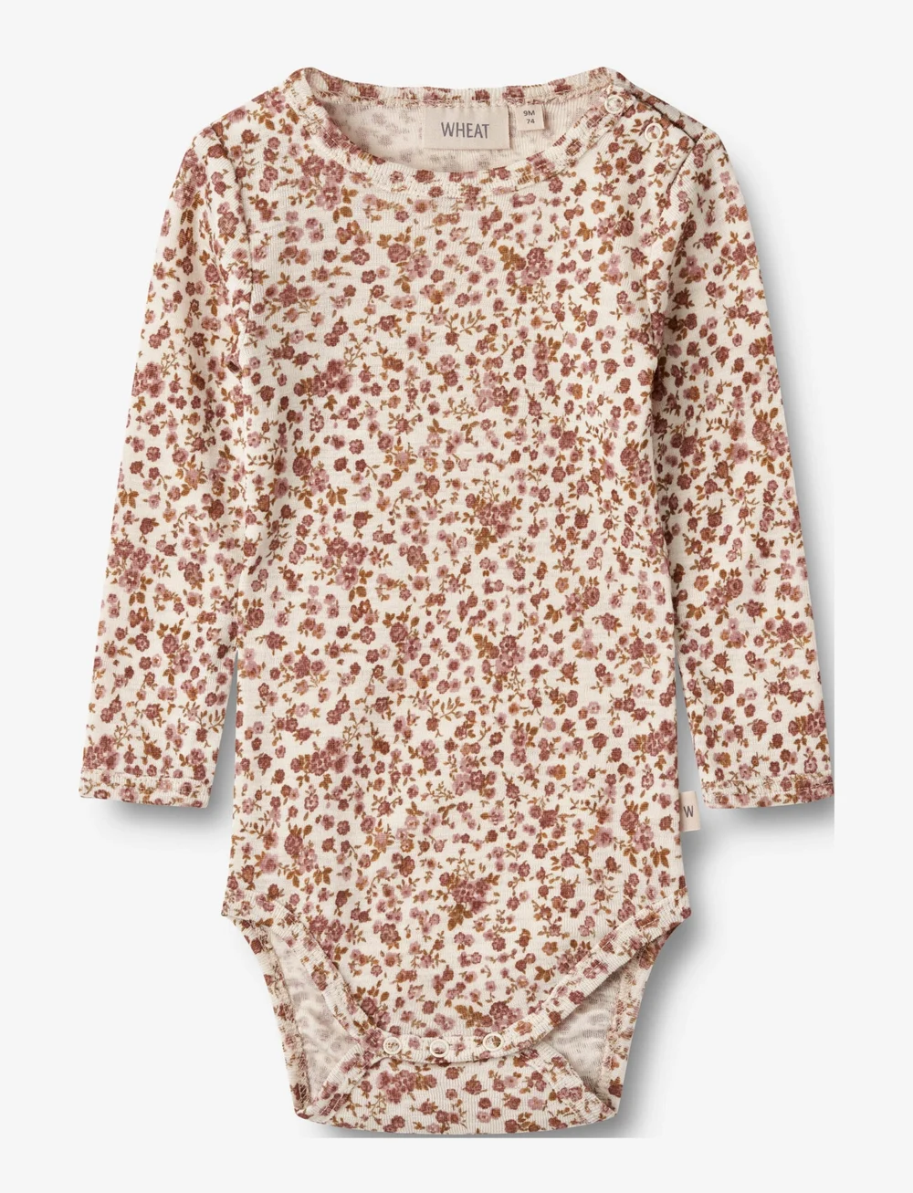 Wheat - Wool Body L/S Lucca - gemusterte langärmelige bodys - rose flowers - 0