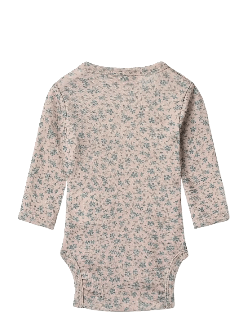 Wheat - Wool Body L/S Lucca - rompers met lange mouwen - blue flowers - 1