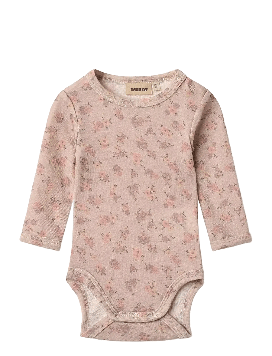 Wheat - Wool Body L/S Lucca - langärmelige bodys - lilac flowers - 0
