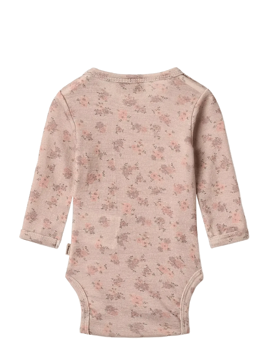 Wheat - Wool Body L/S Lucca - langärmelige bodys - lilac flowers - 1