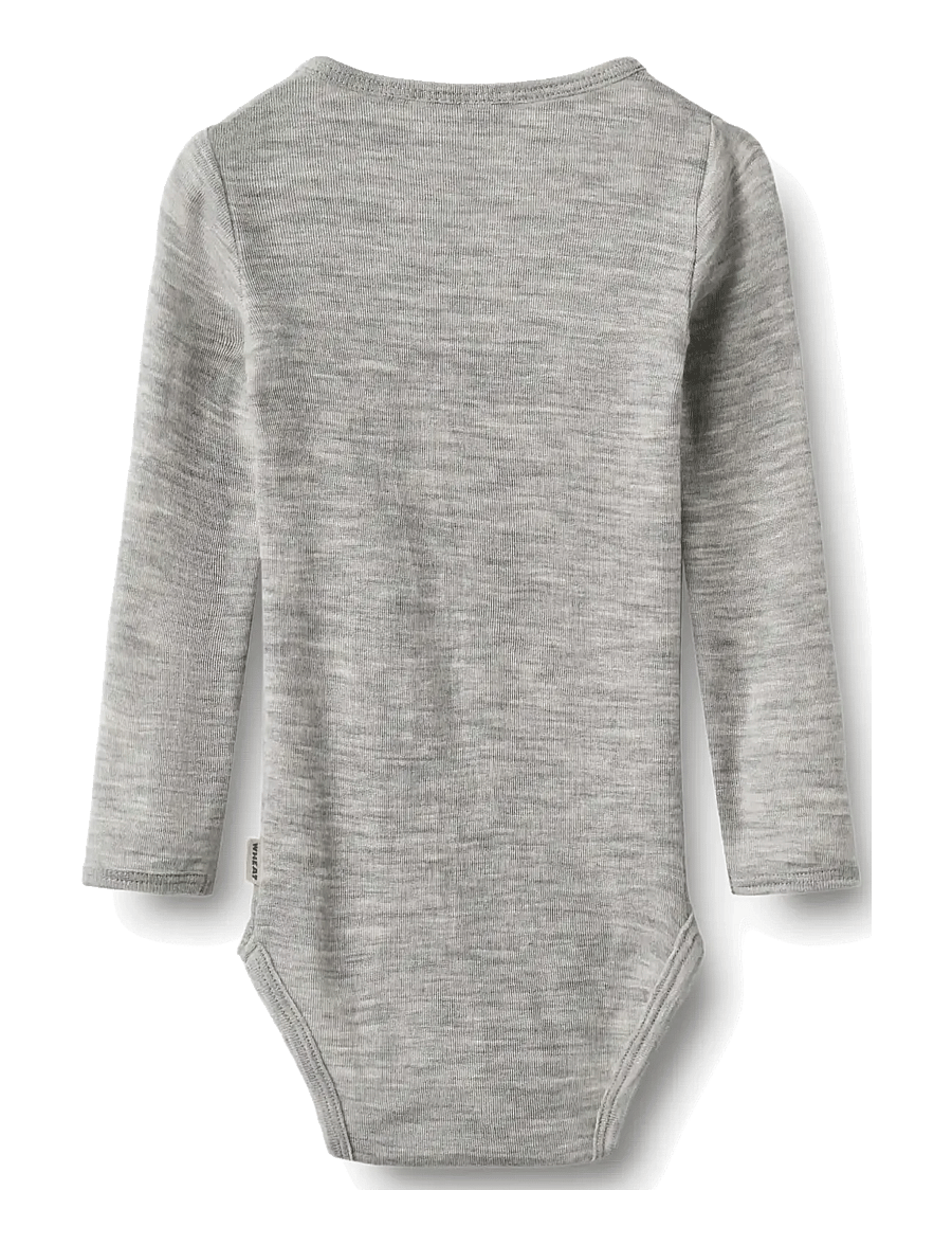 Wheat - Wool Body L/S Lucca - long-sleeved bodies - melange grey - 1