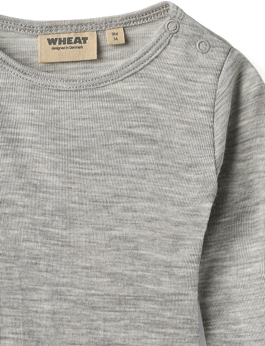 Wheat - Wool Body L/S Lucca - long-sleeved bodies - melange grey - 2