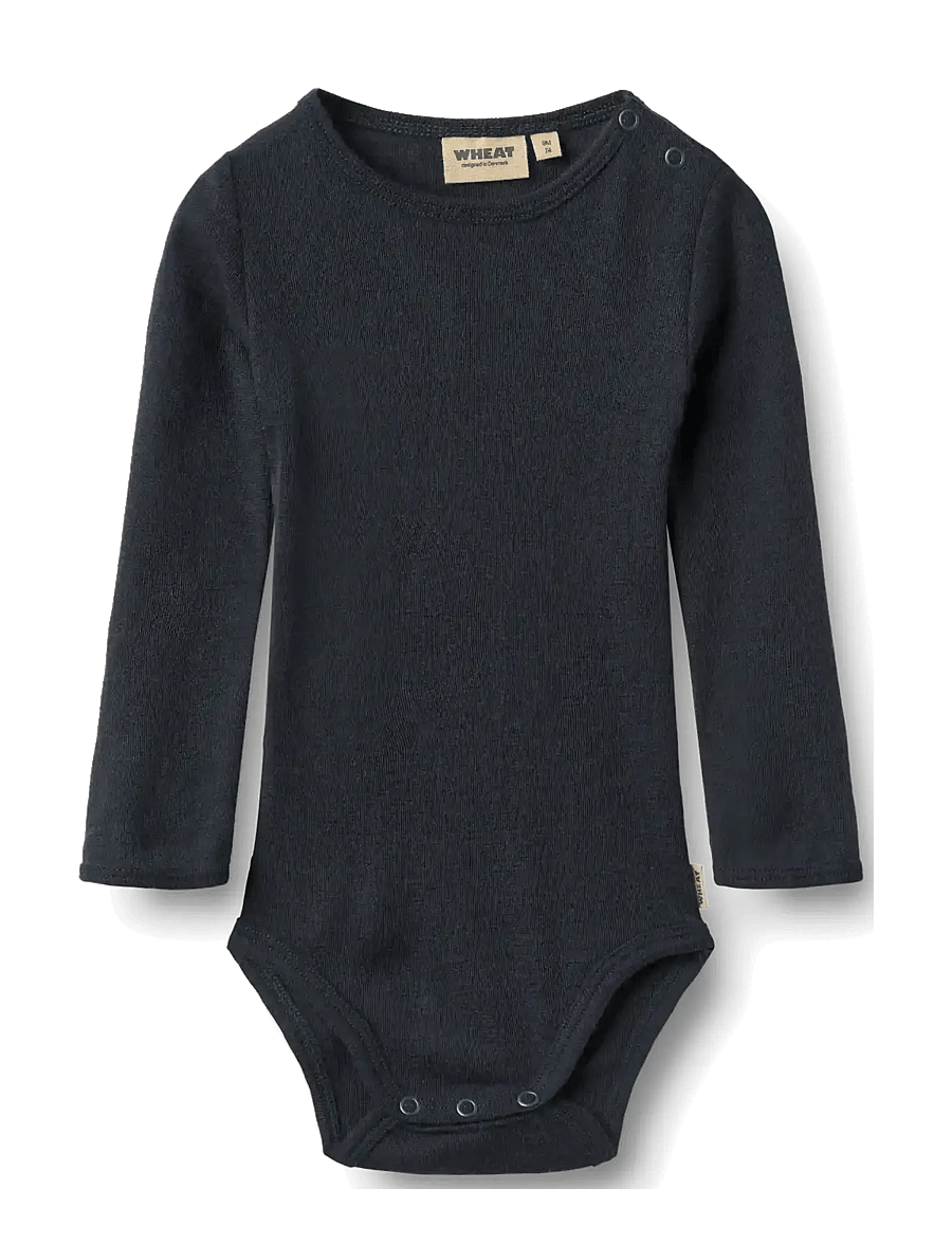 Wheat - Wool Body L/S Lucca - långärmade bodies - navy - 0
