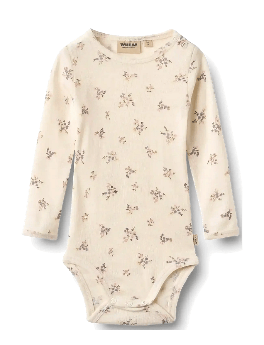 Wheat - Wool Body L/S Lucca - long-sleeved bodies - eggshell flowers - 0