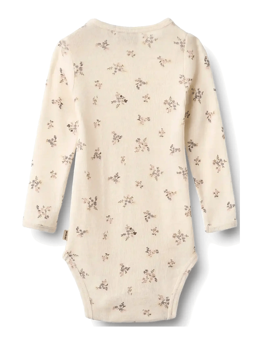 Wheat - Wool Body L/S Lucca - long-sleeved bodies - eggshell flowers - 1