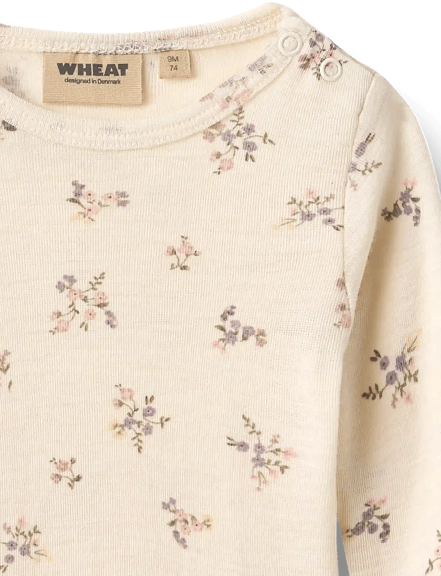 Wheat - Wool Body L/S Lucca - long-sleeved bodies - eggshell flowers - 2
