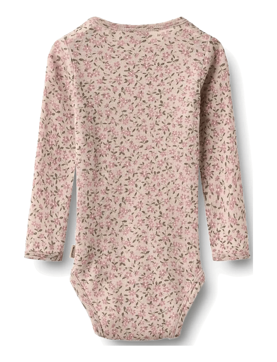Wheat - Wool Body L/S Lucca - long-sleeved bodies - pale lilac flowers - 1