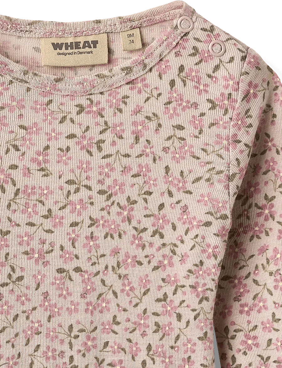 Wheat - Wool Body L/S Lucca - long-sleeved bodies - pale lilac flowers - 2