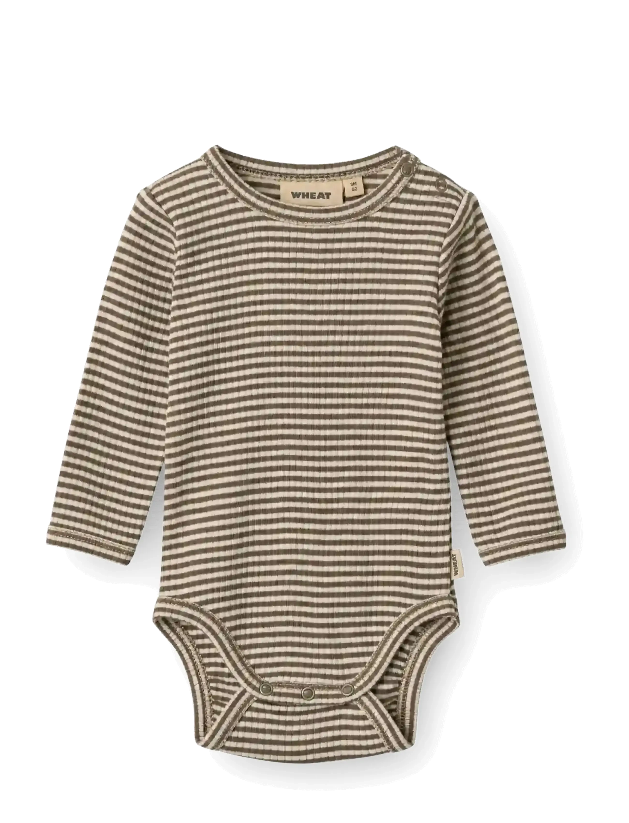 Wheat Wool Body L/S Lucca - Bodies - WOOD STRIPE / brown