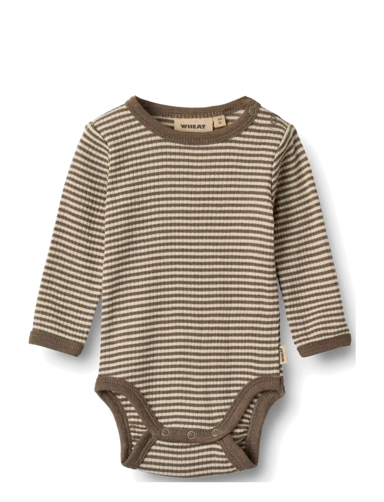 Wheat Wool Body L/S Lucca - Long-sleeved bodies - WOOD STRIPE / brown