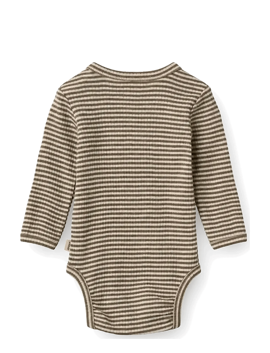 Wheat - Wool Body L/S Lucca - långärmade bodies - wood stripe - 1