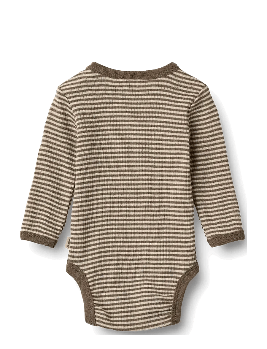 Wheat - Wool Body L/S Lucca - long-sleeved bodies - wood stripe - 1