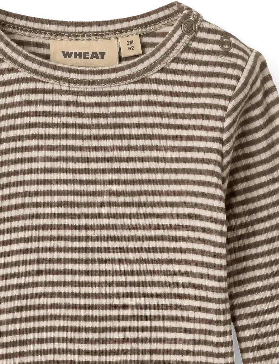 Wheat - Wool Body L/S Lucca - långärmade bodies - wood stripe - 2
