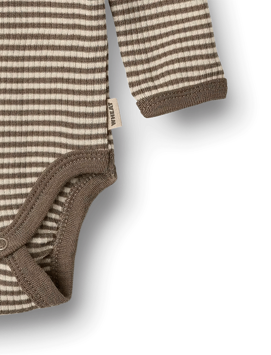 Wheat - Wool Body L/S Lucca - long-sleeved bodies - wood stripe - 2