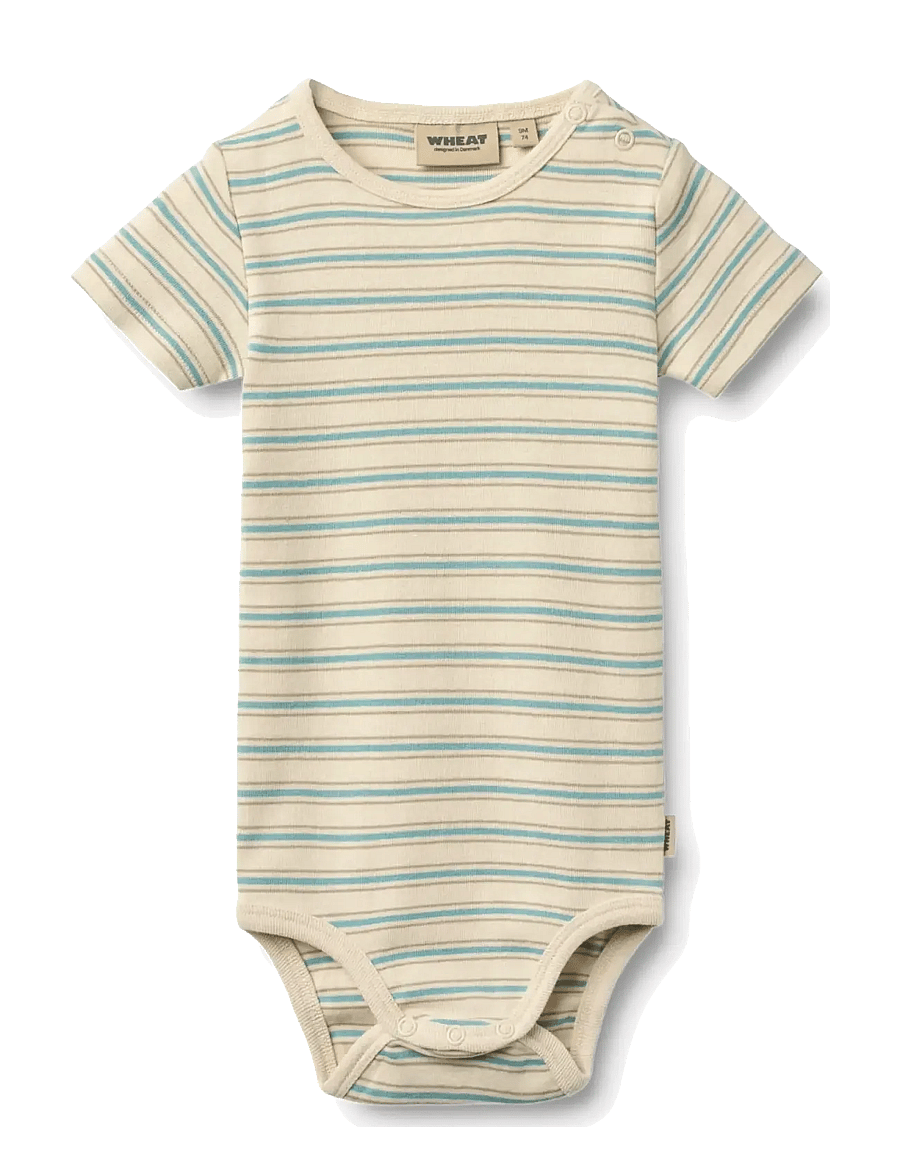Wheat - Body S/S Edvald - bodies à manches courtes - spring lake stripe - 0