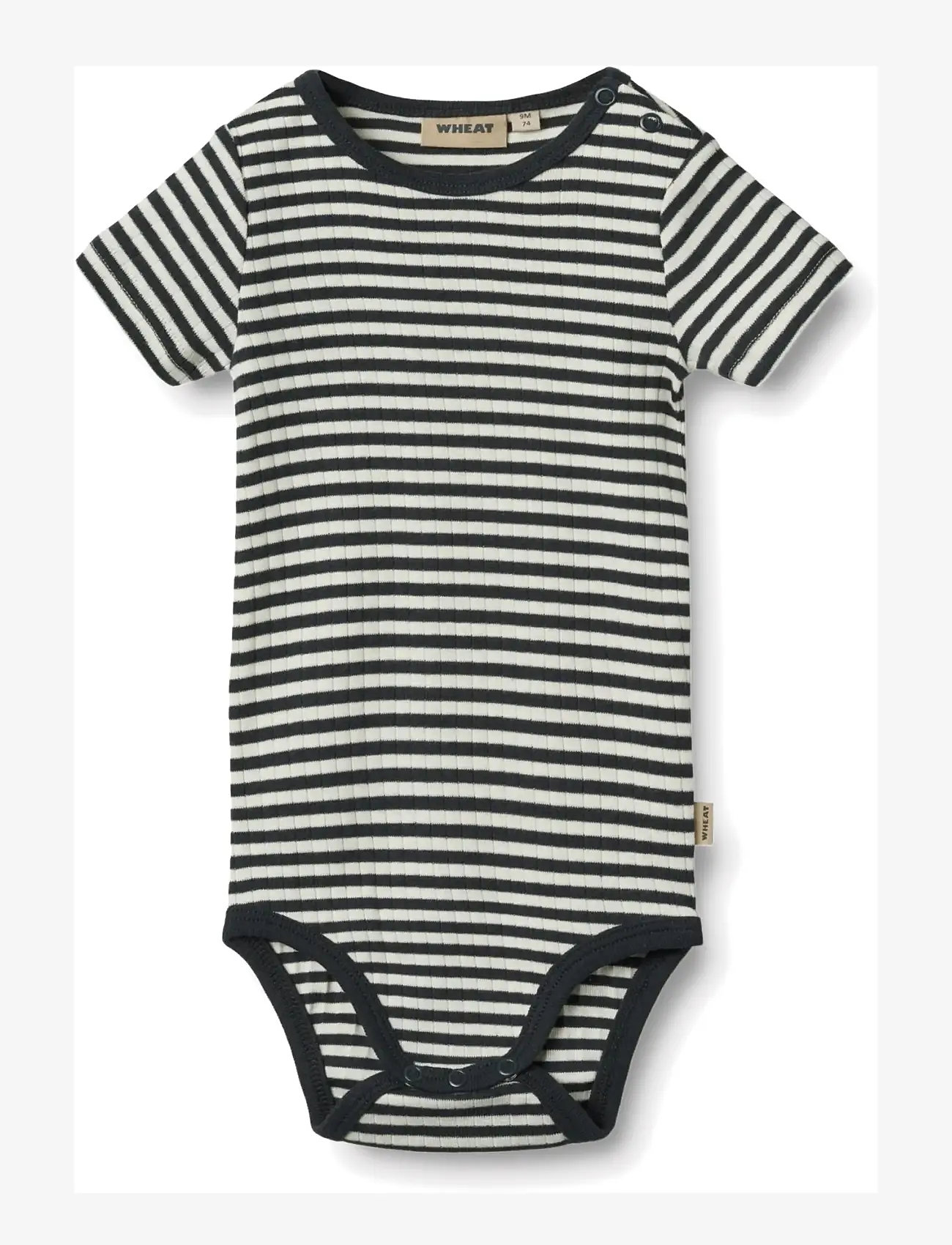 Wheat - Body S/S Edvald - kurzärmelige bodys - navy rib stripe - 0