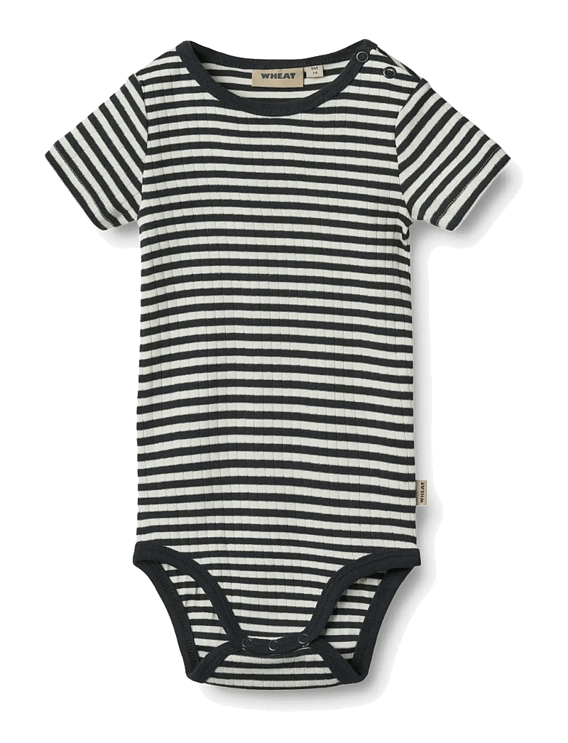 Wheat - Body S/S Edvald - kurzärmelige bodys - navy rib stripe - 0
