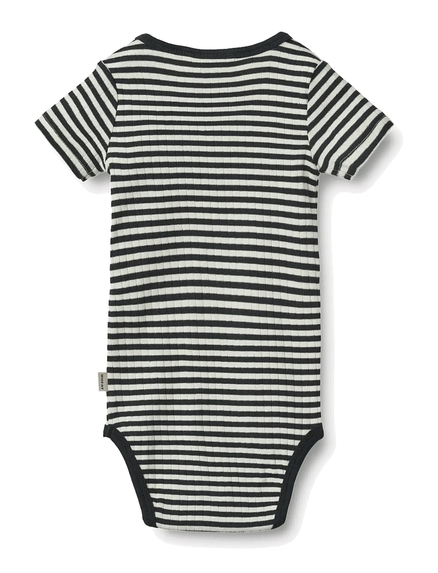 Wheat - Body S/S Edvald - body z krótkimi rękawami - navy rib stripe - 1