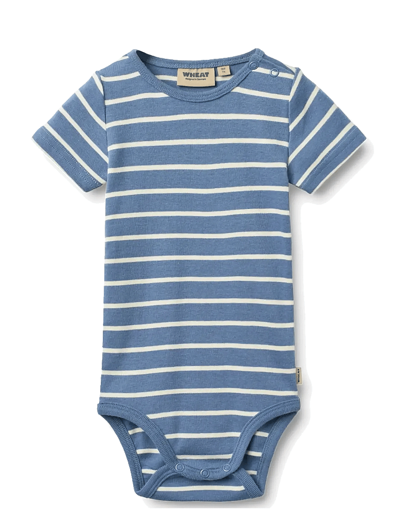 Wheat - Body S/S Edvald - lühikeste varrukatega bodid - blue stripe - 0