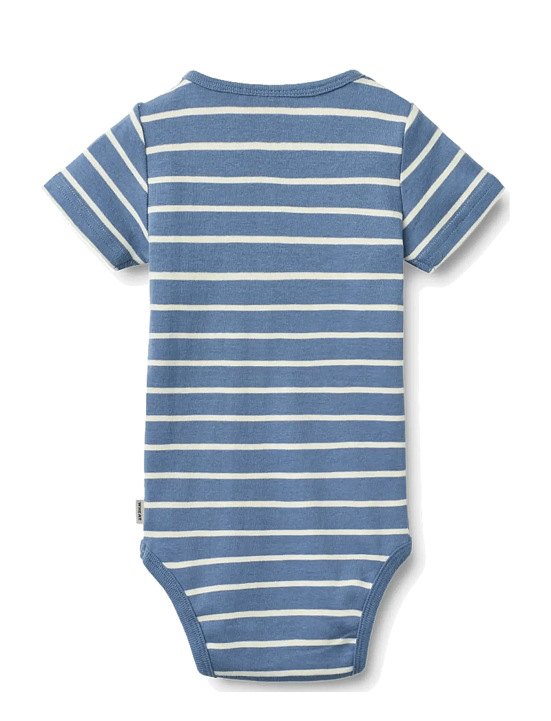 Wheat - Body S/S Edvald - lühikeste varrukatega bodid - blue stripe - 1