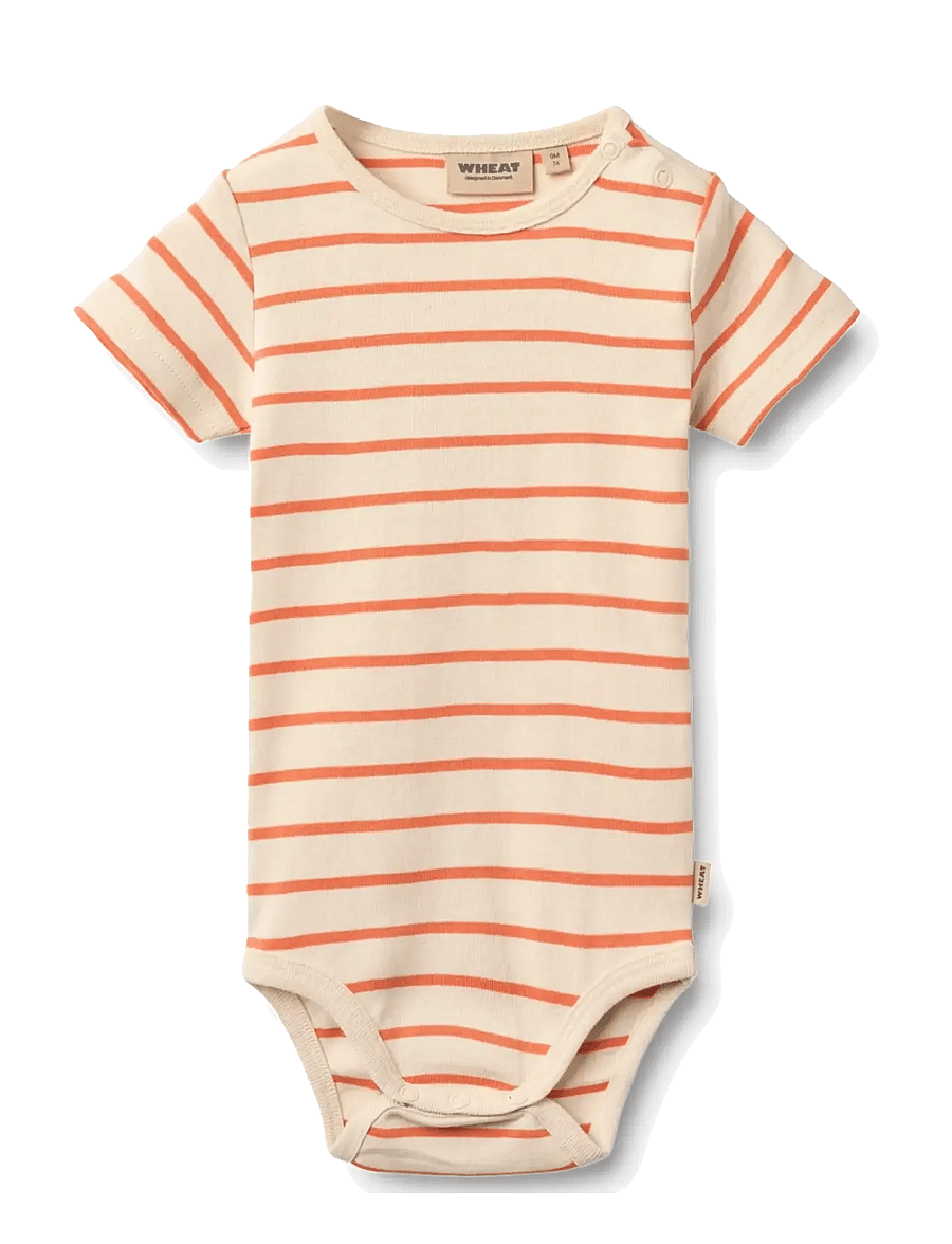 Wheat - Body S/S Edvald - kurzärmelige bodys - orange stripe - 0