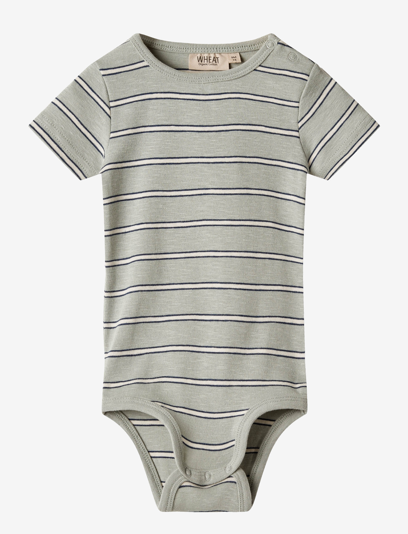 Wheat - Body S/S Edvald - sea mist stripe - 0