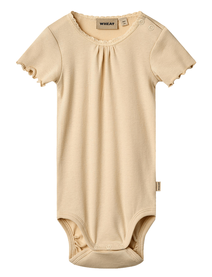 Wheat - Rib Body S/S Edna - kurzärmelige bodys - macadamia - 0