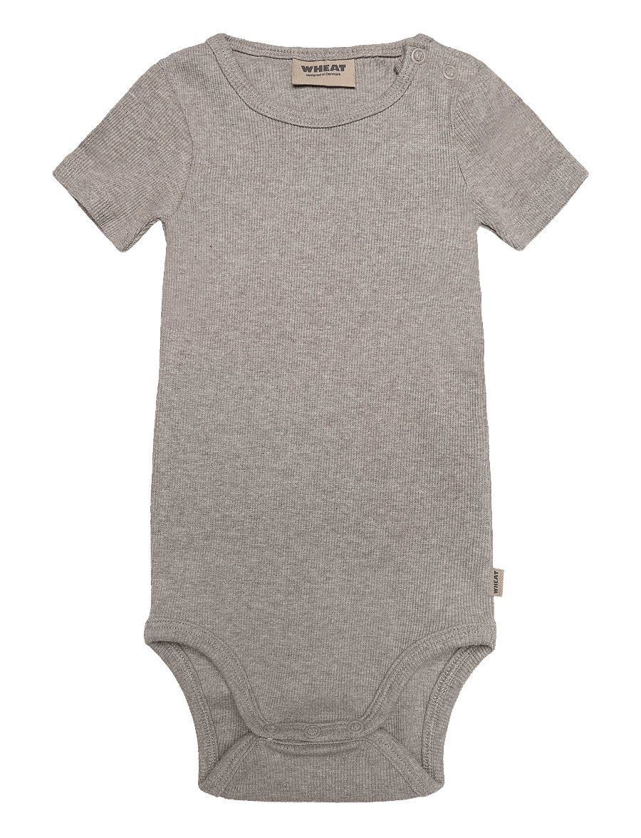 Wheat - Rib Body S/S Timo - kortärmade bodies - gravel melange - 0