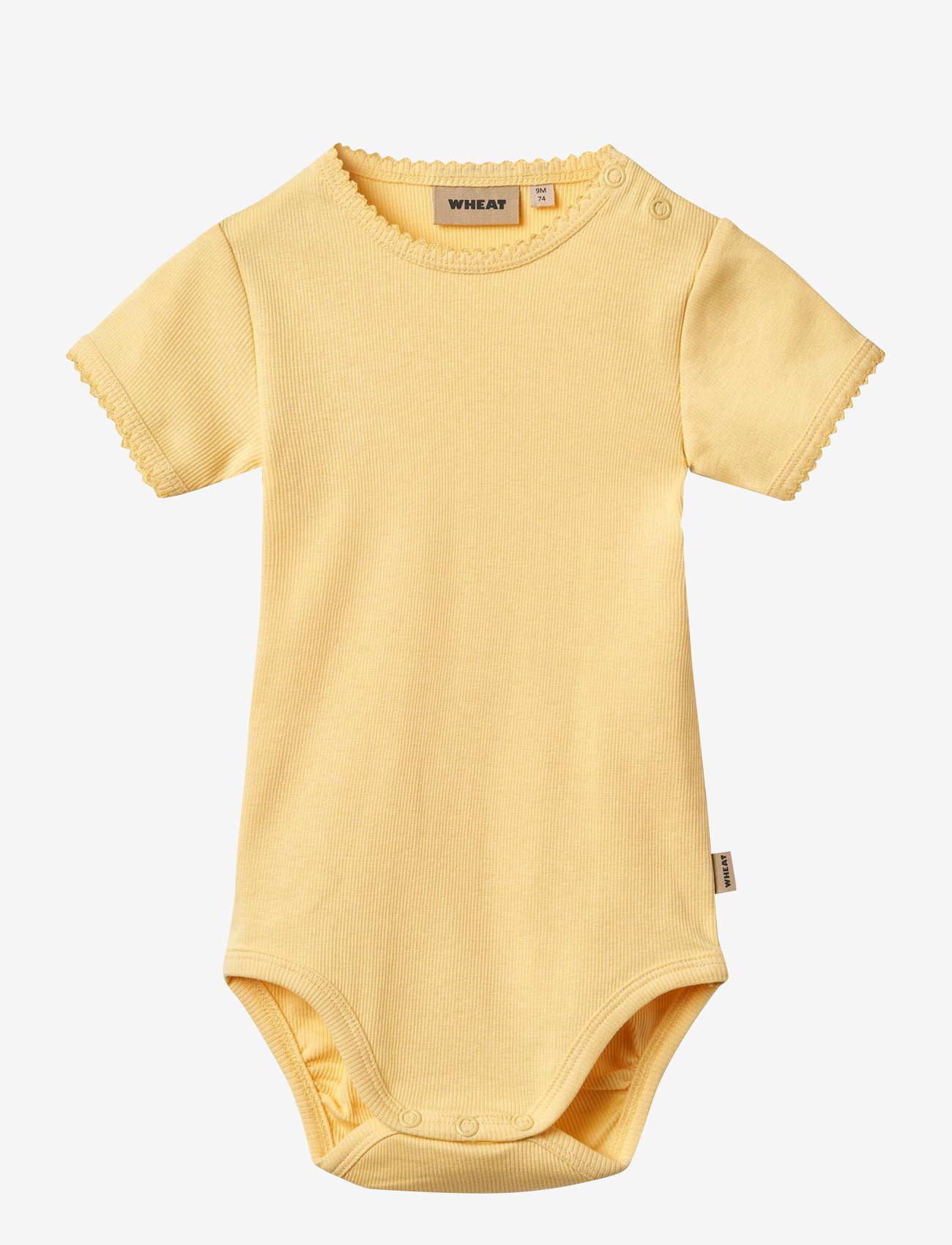 Wheat - Rib Body S/S Lace Elisa - kurzärmelige bodys - golden yellow - 0