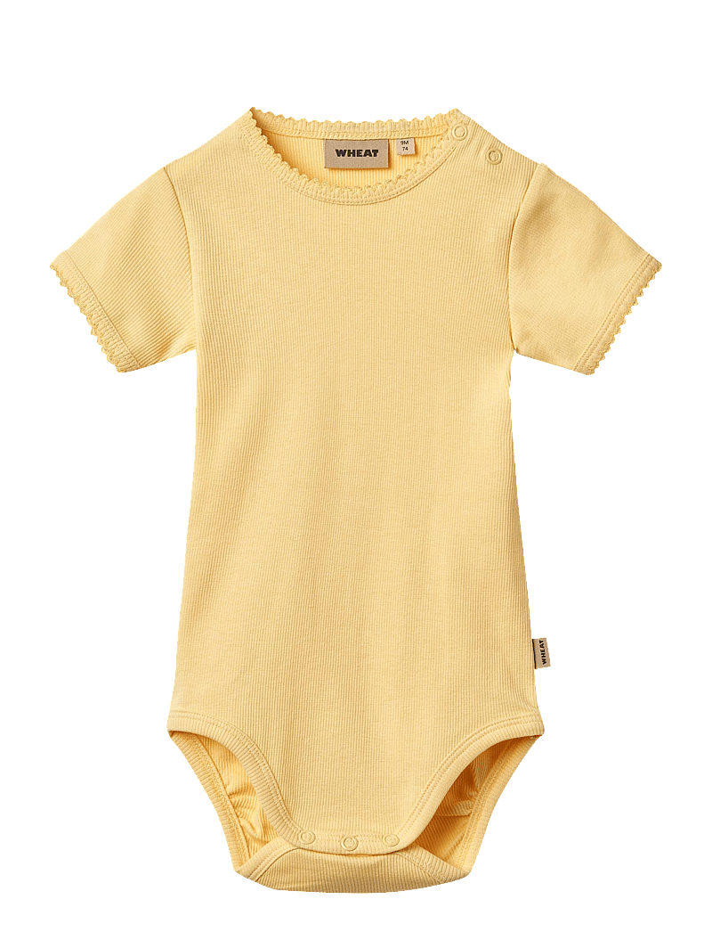 Wheat - Rib Body S/S Lace Elisa - kurzärmelige bodys - golden yellow - 0