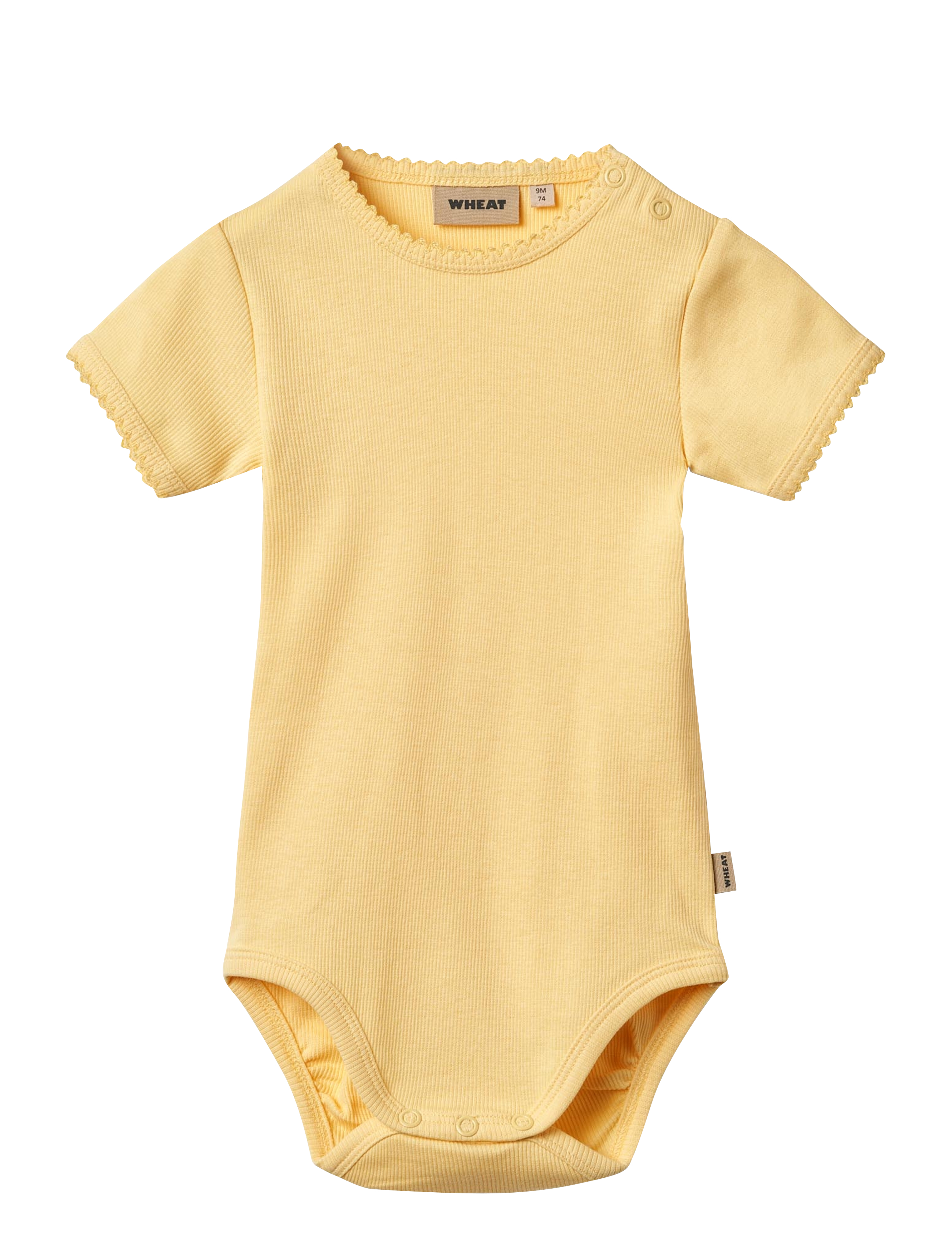 Wheat Rib Body S/S Lace Elisa - Tøj - GOLDEN YELLOW / yellow