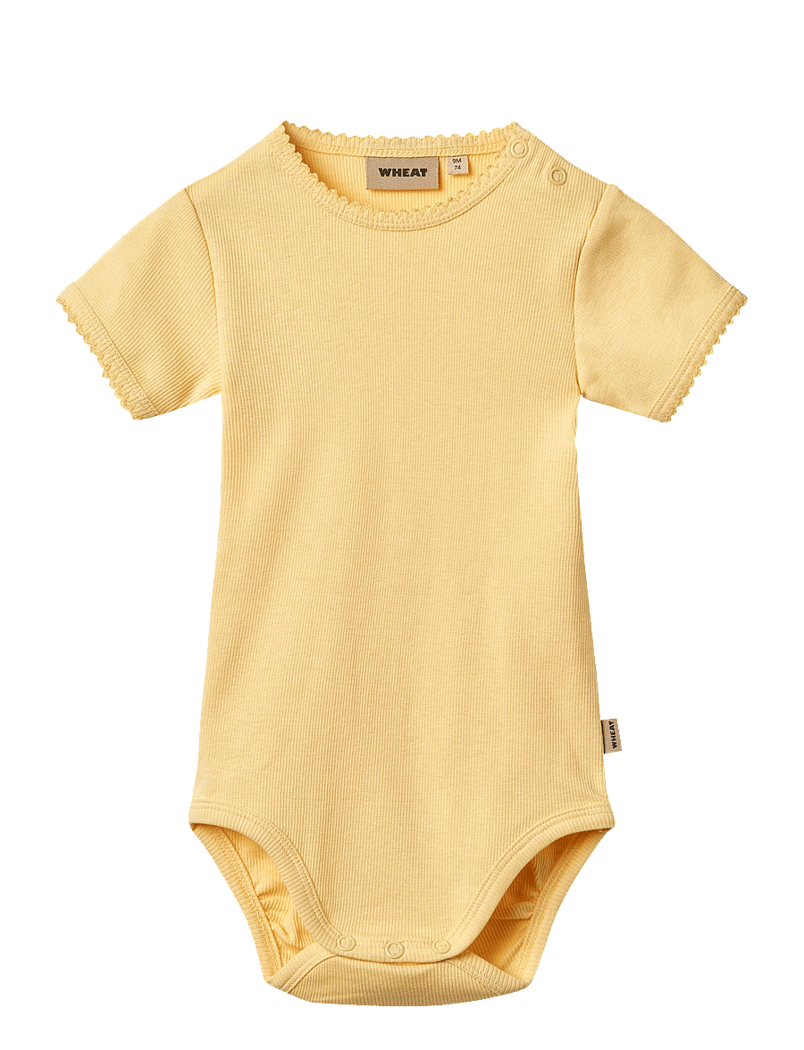 Wheat - Rib Body S/S Lace Elisa - lühikeste varrukatega bodid - golden yellow - 0