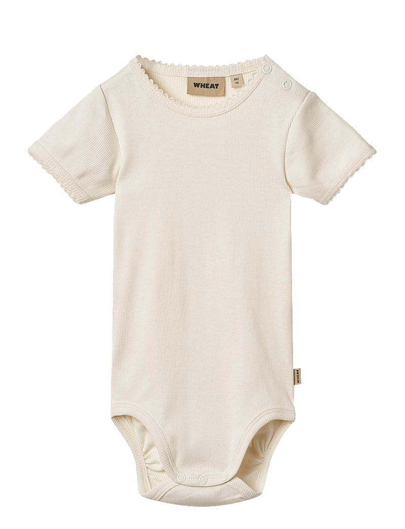 Wheat - Rib Body S/S Lace Elisa - kurzärmelige bodys - ivory - 0