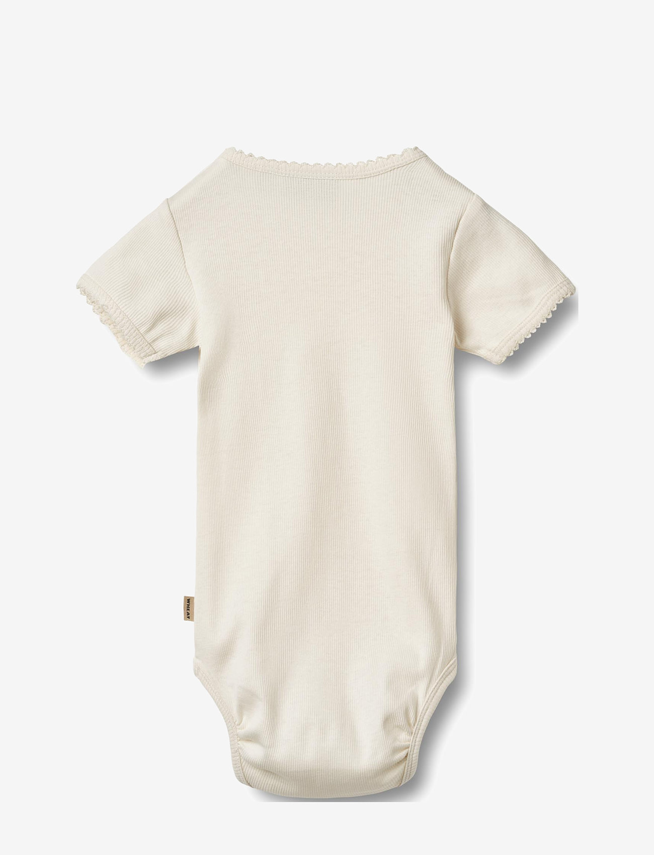 Wheat - Rib Body S/S Lace Elisa - kortærmede bodyer - ivory - 1